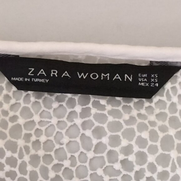 Zara Rolled Cap Sleeve Top Netted Mesh Shoulder Boxy Fit Summer Crew Neck - Picture 9 of 10